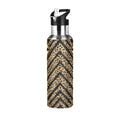 Black & White Stripe Stainless Steel Water Bottle with Straw Lid 20 OZ T379