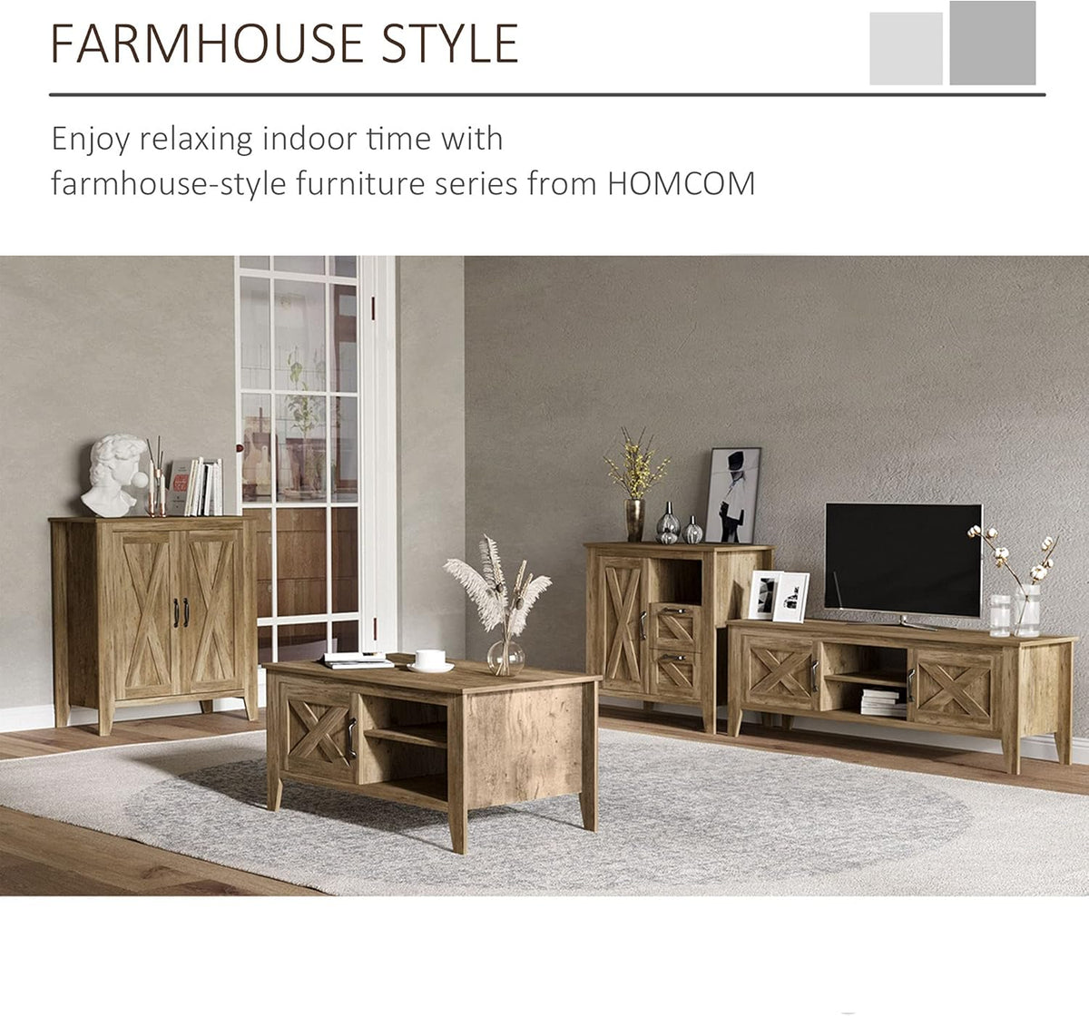 Oak Finish Sideboard with Cabinet, 2 Drawers and Open Shelf E143