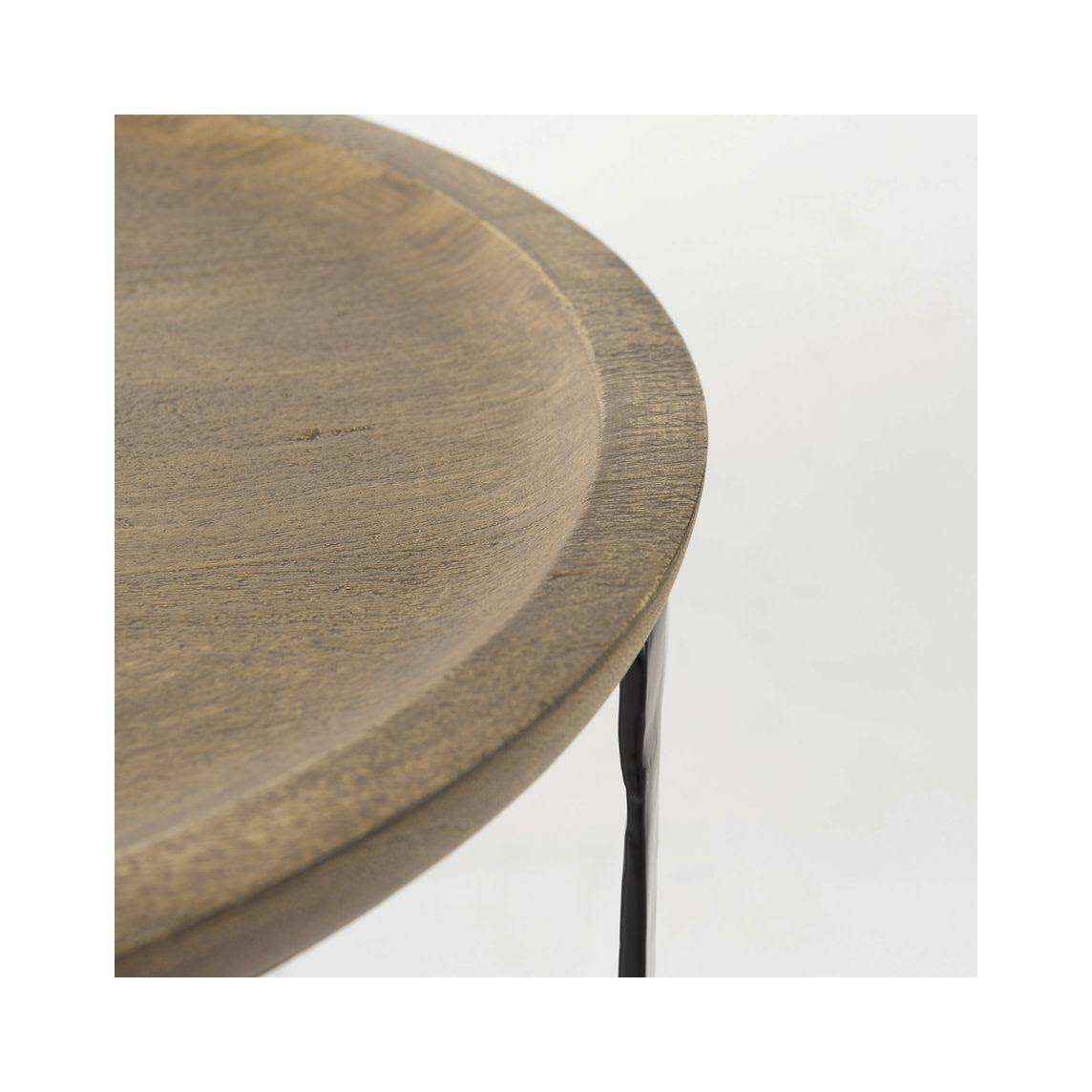 Light Brown Wood Round Nesting Side Tables Set of 2 R80852