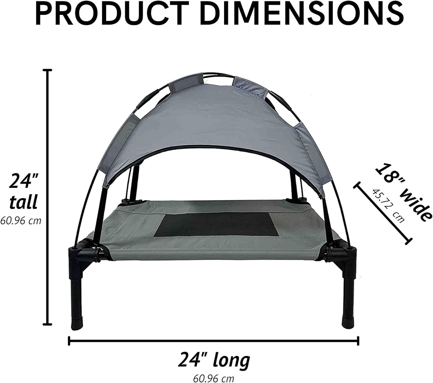Grey Elevated Pet Cot With Canopy Outdoor Dog Bed I28053