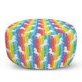 White/Blue/Yellow Round Pouf Ottoman Q451397