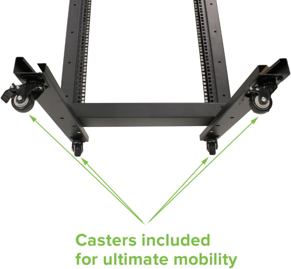 22U 2-Post Open Frame Server Rack with Casters F991