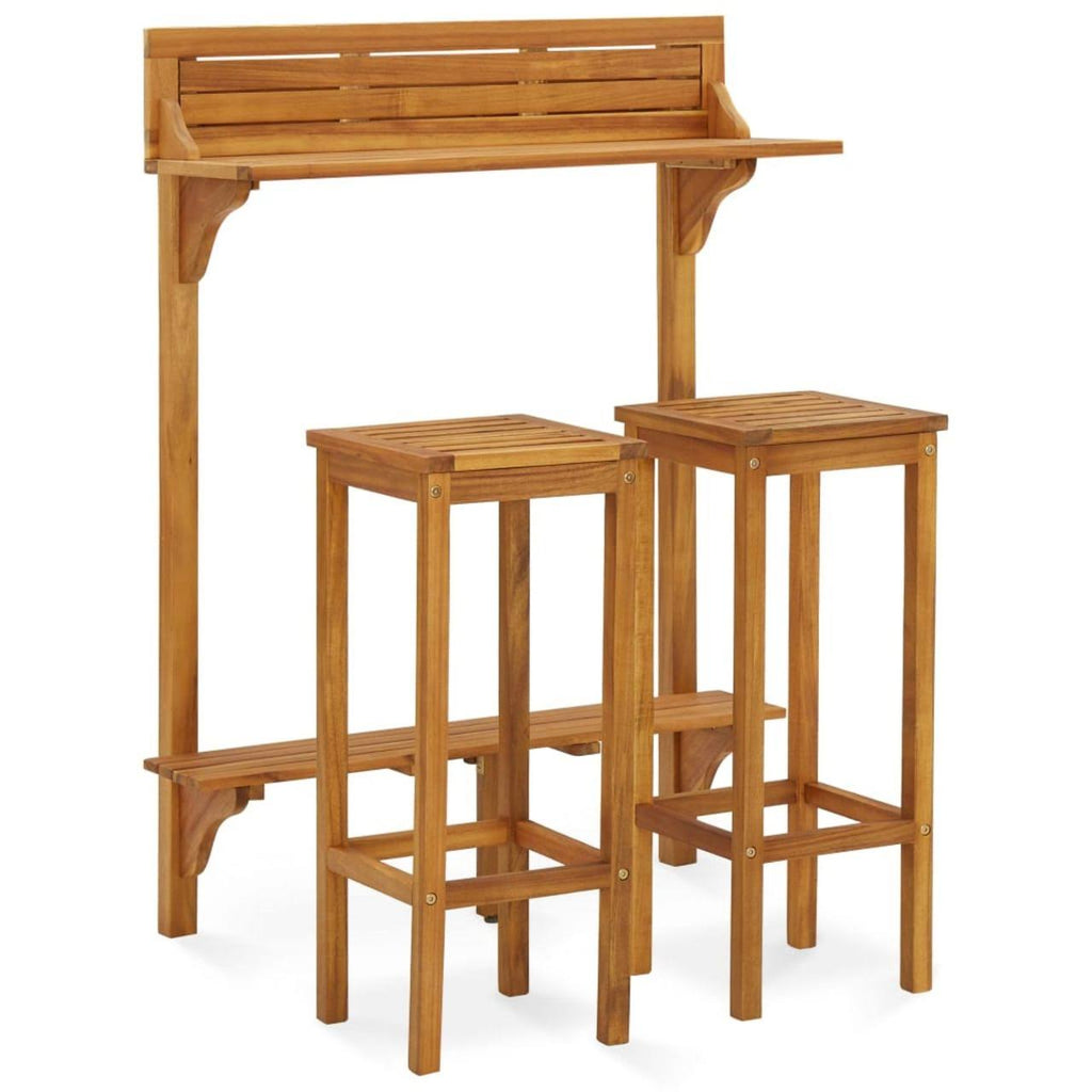 3 Piece Solid Acacia Wood Garden Furniture Set Q86556