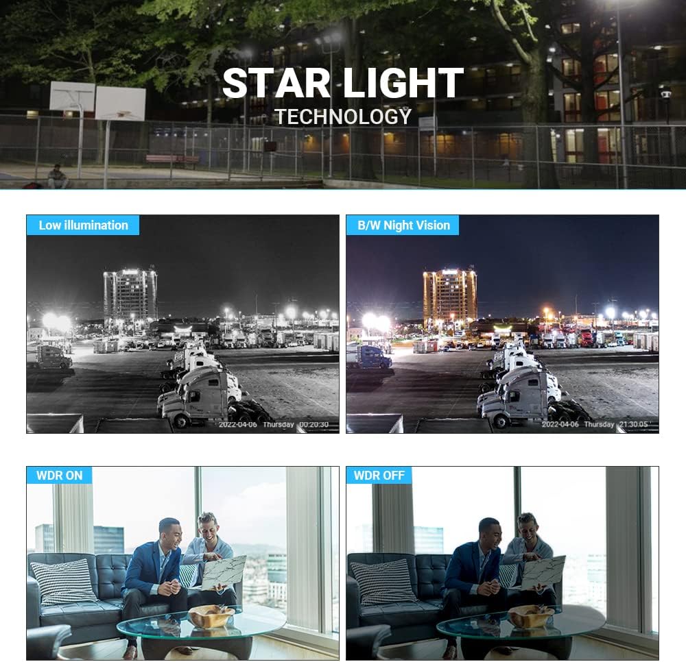4K Ultra HD 8MP Poe Turret Network Camera with 98ft IR Night Vision, 2.8mm Lens, Built-in Mic, IP67 Weatherproof K326