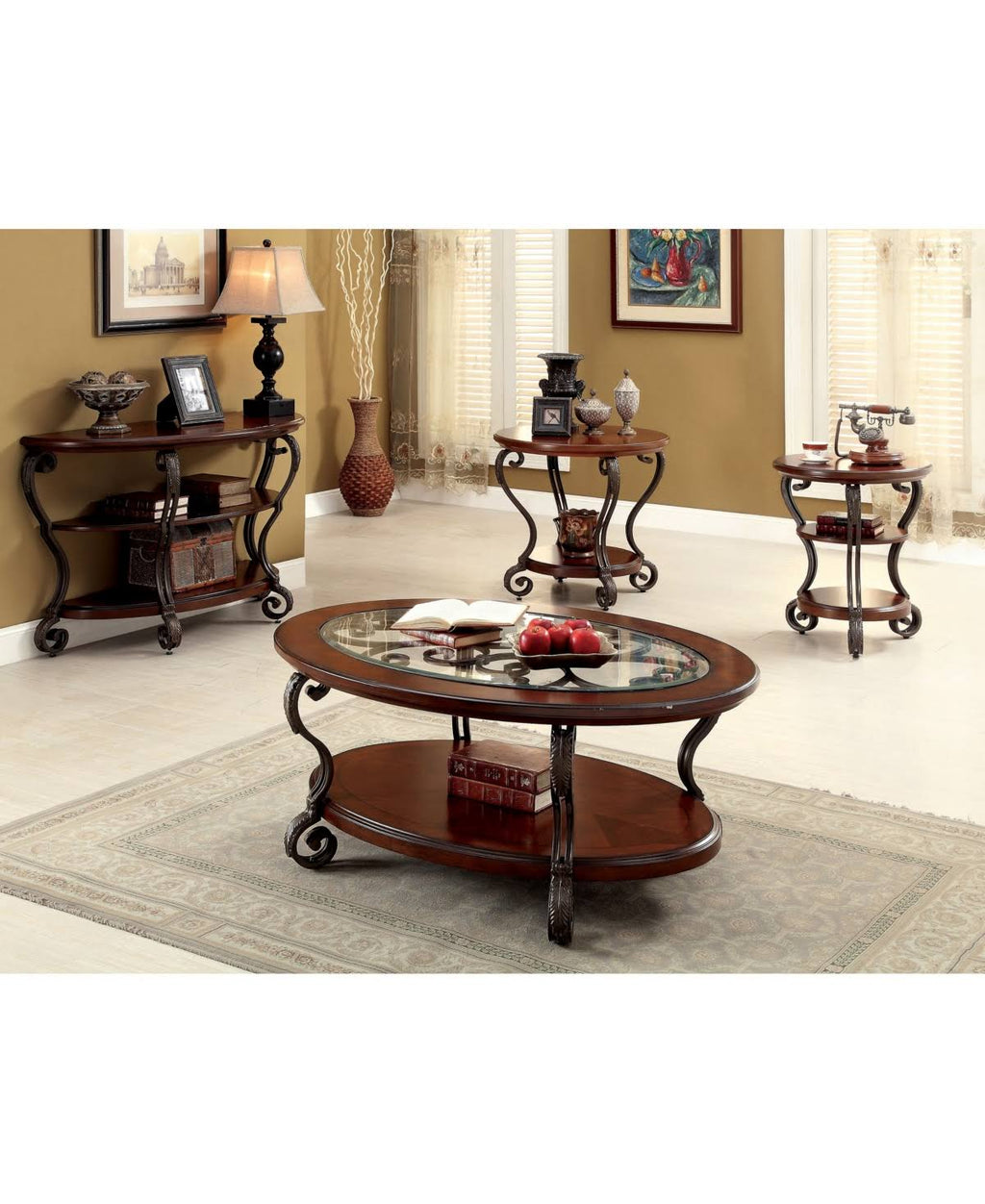 Brown Scrolled Leg End Table Y511