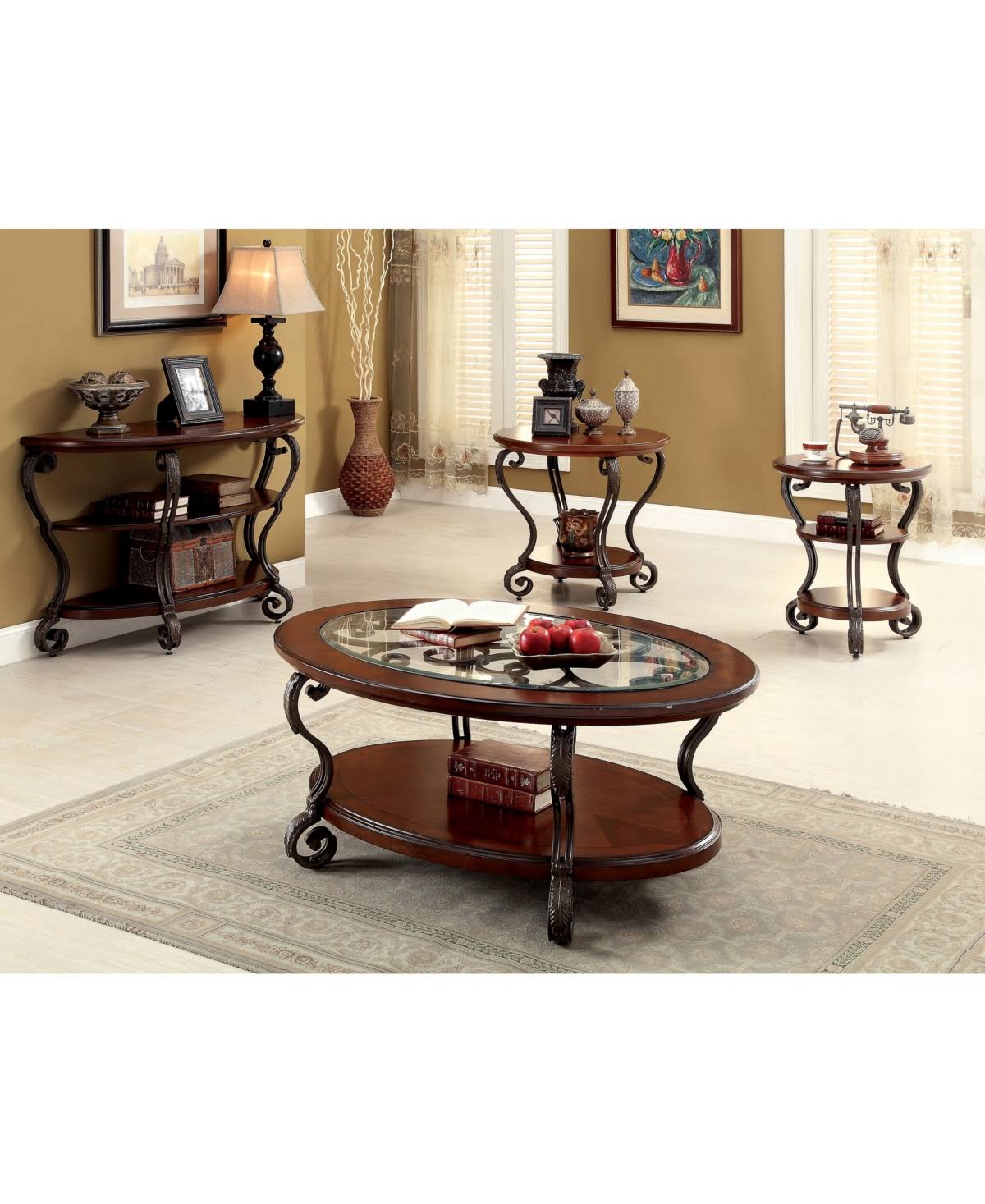 Brown Scrolled Leg End Table Y511