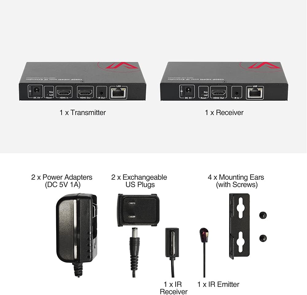 HDMI Extender Over Cat5e/Cat6 Ethernet Cable with HDMI Local Loop Out 1080p @60Hz, Up to 394 Feet (120m), with IR Extension C92590