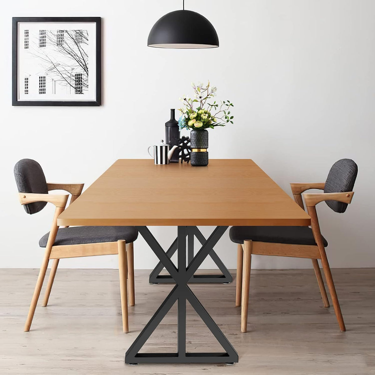 Metal Table Legs X Shape Set of 2 Black Cast Iron Q867717