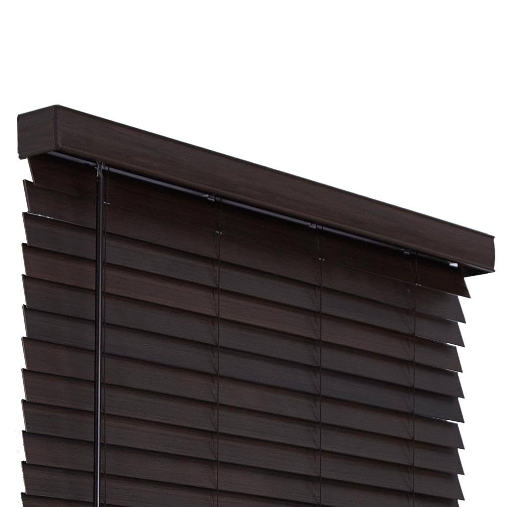 Walnut Faux Wood Cordless Room Darkening Horizontal Blinds B895
