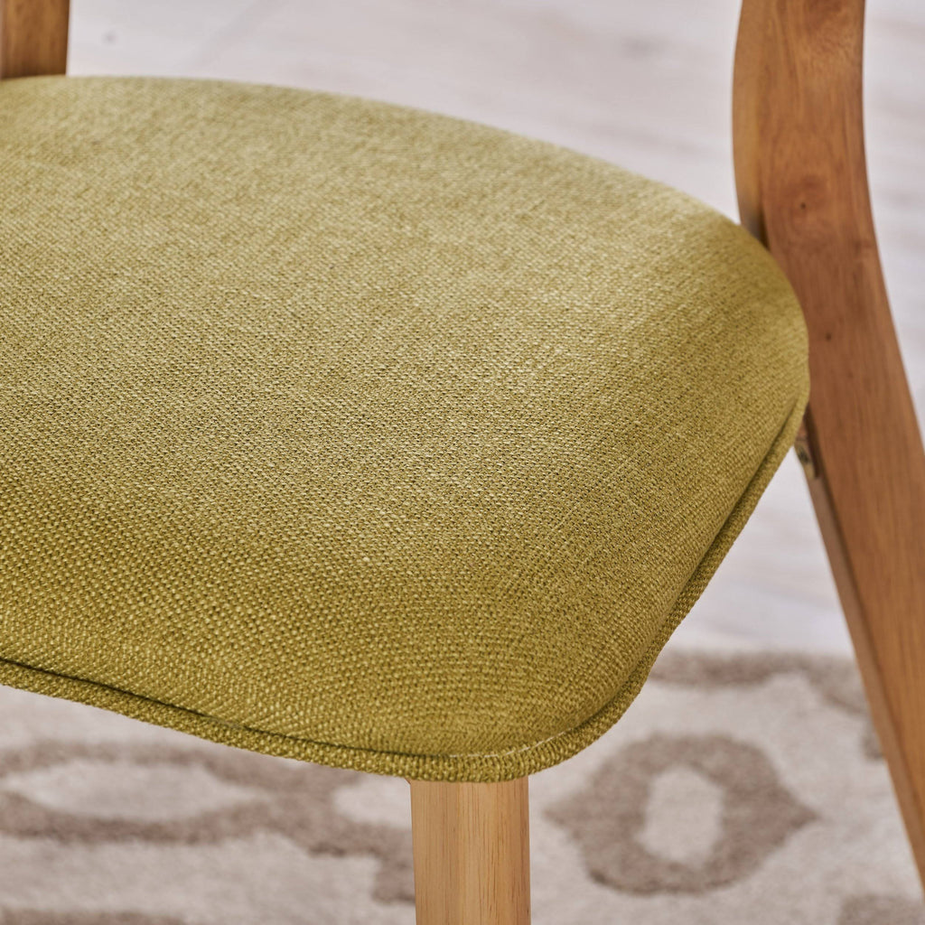 Set of 2 Light Beige Fabric Dining Chairs with Natural Oak Finish C4629