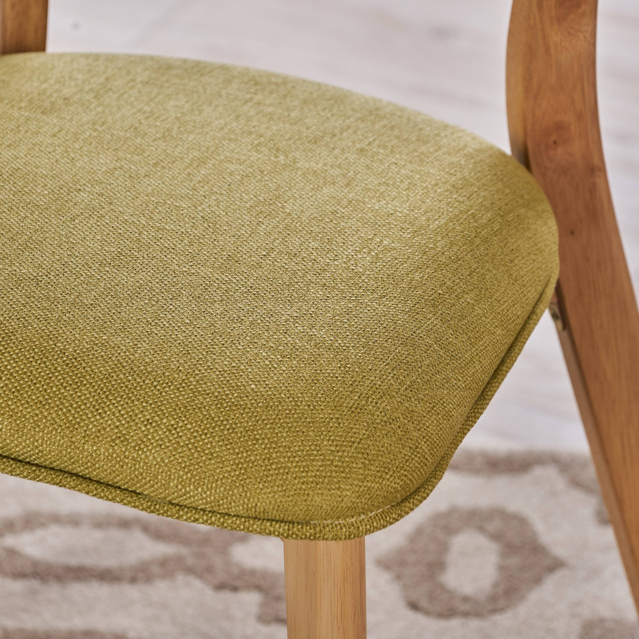 Set of 2 Light Beige Fabric Dining Chairs with Natural Oak Finish C4629