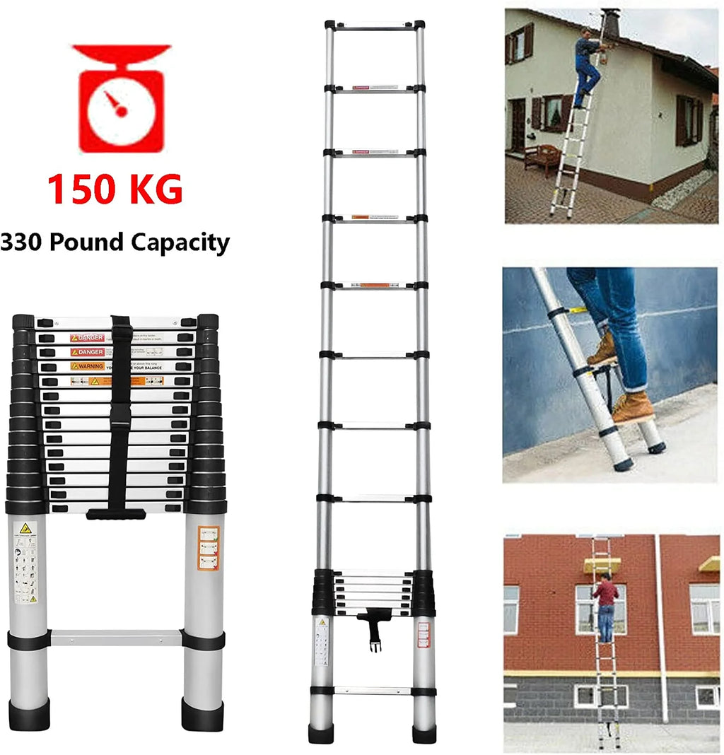 Telescoping Ladder, 14.4 FT Aluminum Lightweight Extension Ladder, Heavy Duty 330 Pound D278010