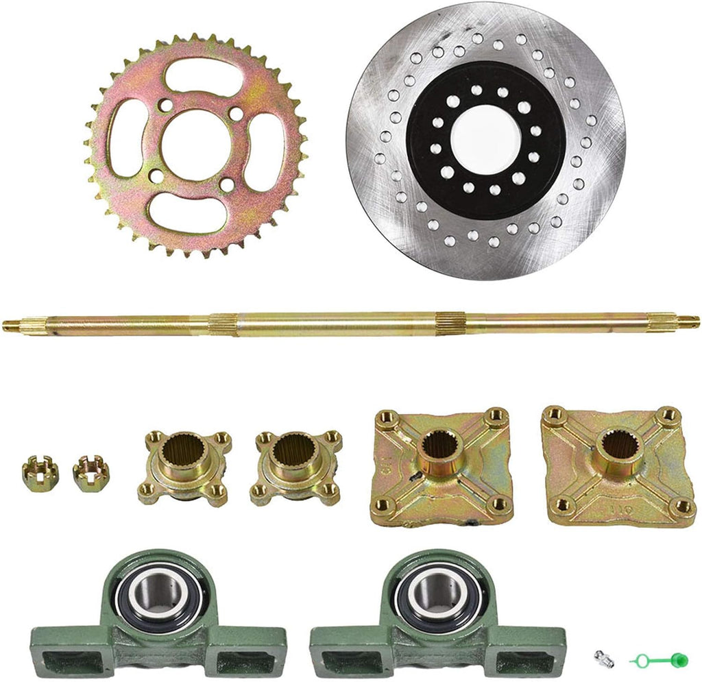 1.2x 32 Live Rear Axle Kit with Disc Rotor Wheel Hub for 428 Sprocket Go Kart ATV Quad Drift Trikes B65539