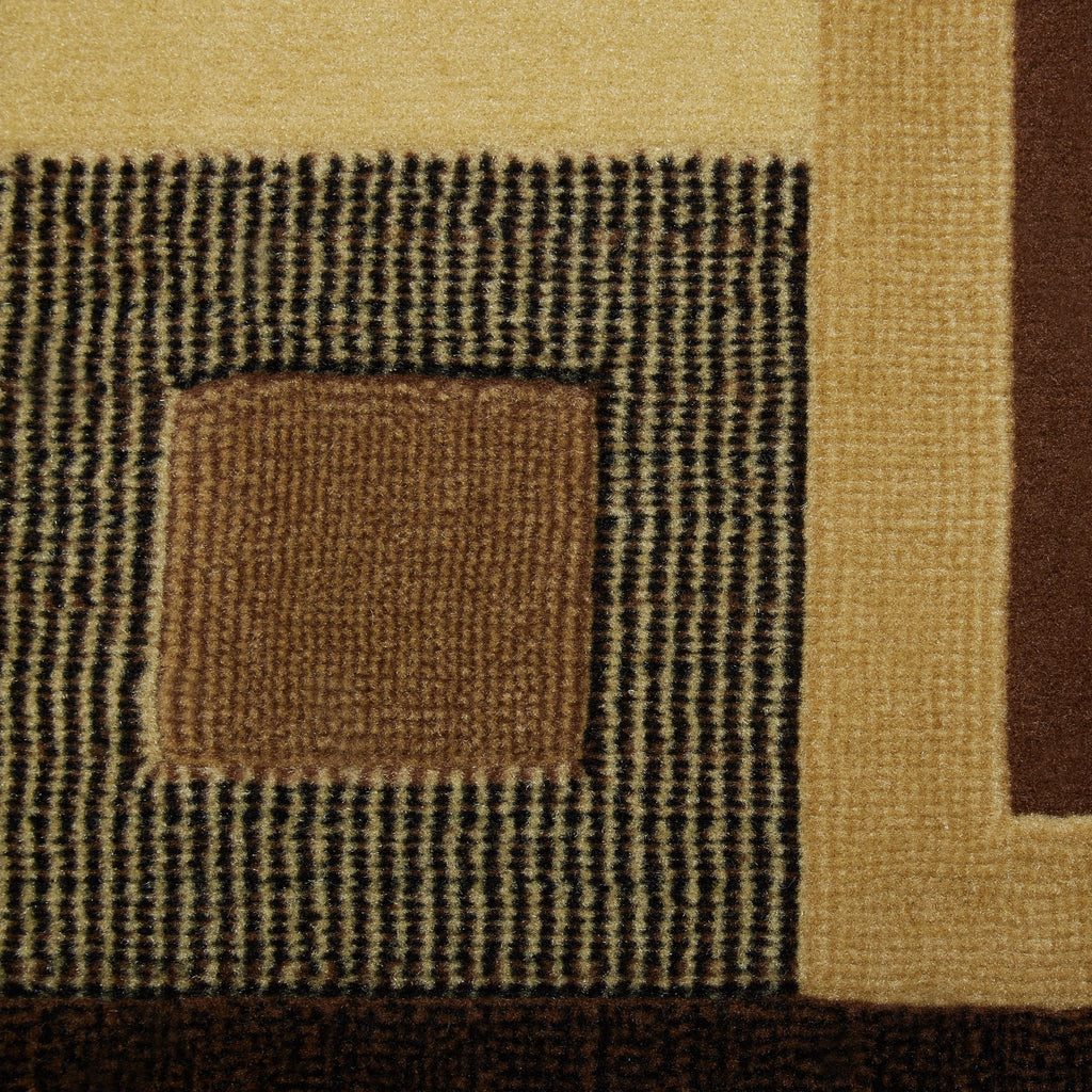 Black/Brown Layered Square Area Rug O251
