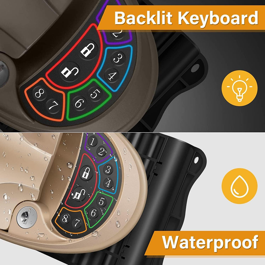Waterproof Keyless RV Door Lock with Backlit Keypad and 2 Fobs and Key for 2.75 x 3.75 Lock Hole S4520