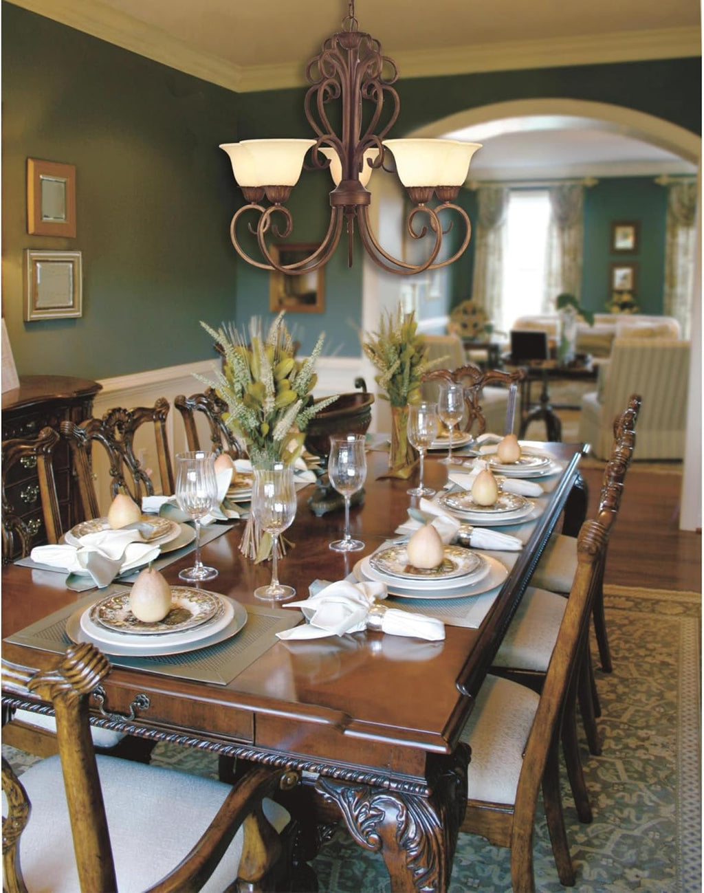 Ebony Gold Finish Five-Light Chandelier with Burnt Scavo Glass B567