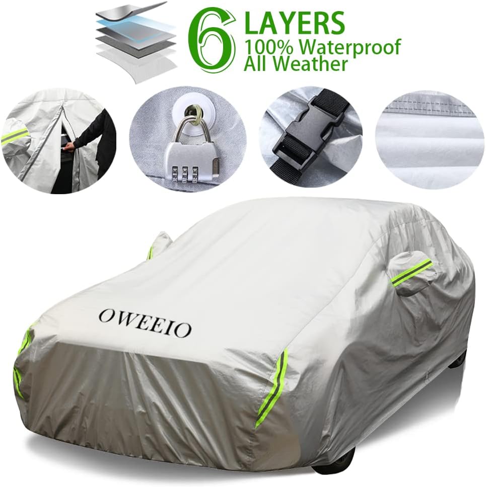 6 Layers Waterproof All Weather Car Cover with Zipper P8002