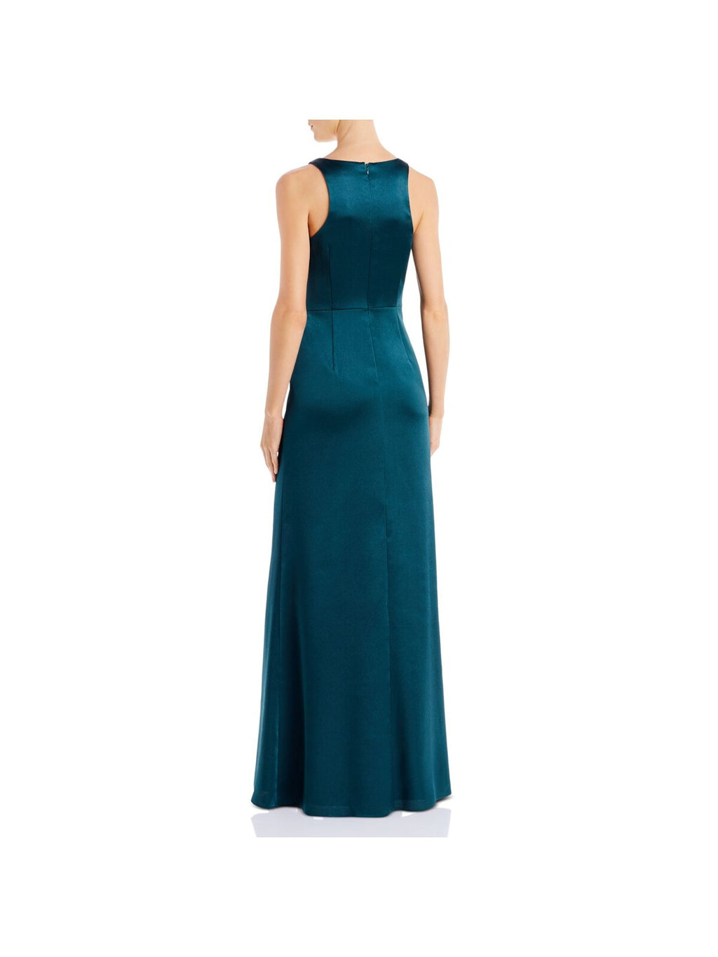 Green Pleated Satin Formal Gown Dress 12 K7383