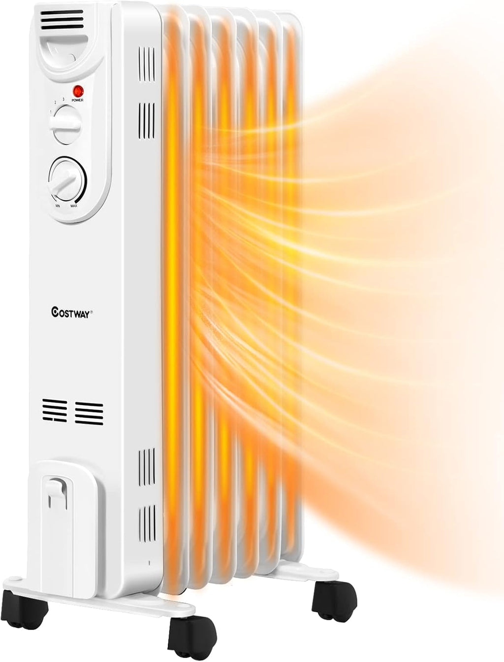 1500W Oil Filled Radiator Heater with Adjustable Thermostat, 3 Heat Settings, Pack of 2 A442870