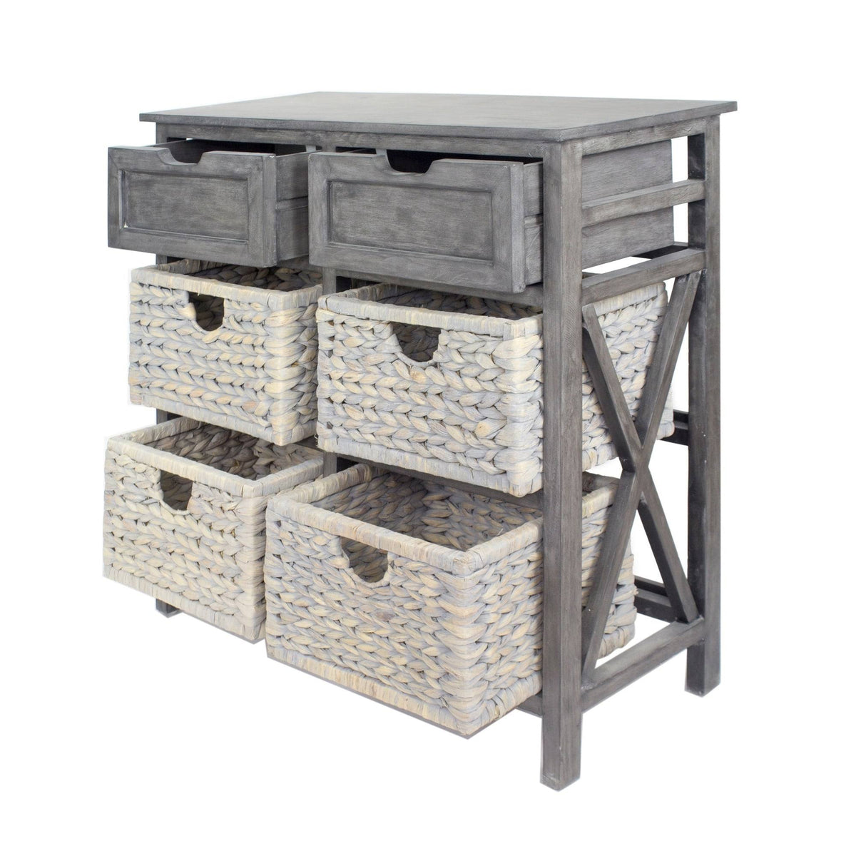 Grey 2-Drawer 4-Basket Accent Cabinet I472