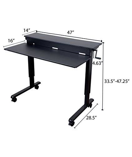48-inch Crank Adjustable Height Stand Up Desk with Steel Frame Y79369