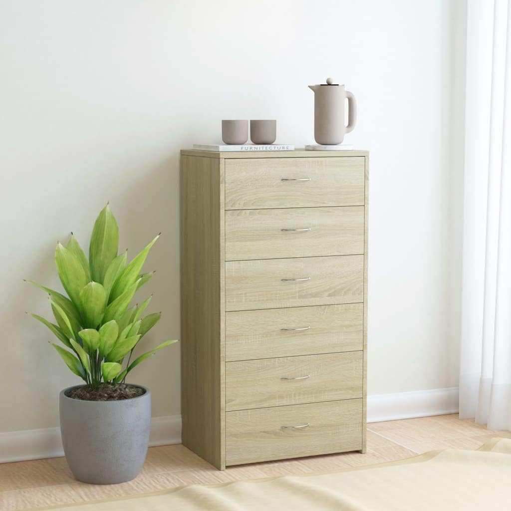 Black 6 Drawer Sideboard with Chipboard W201