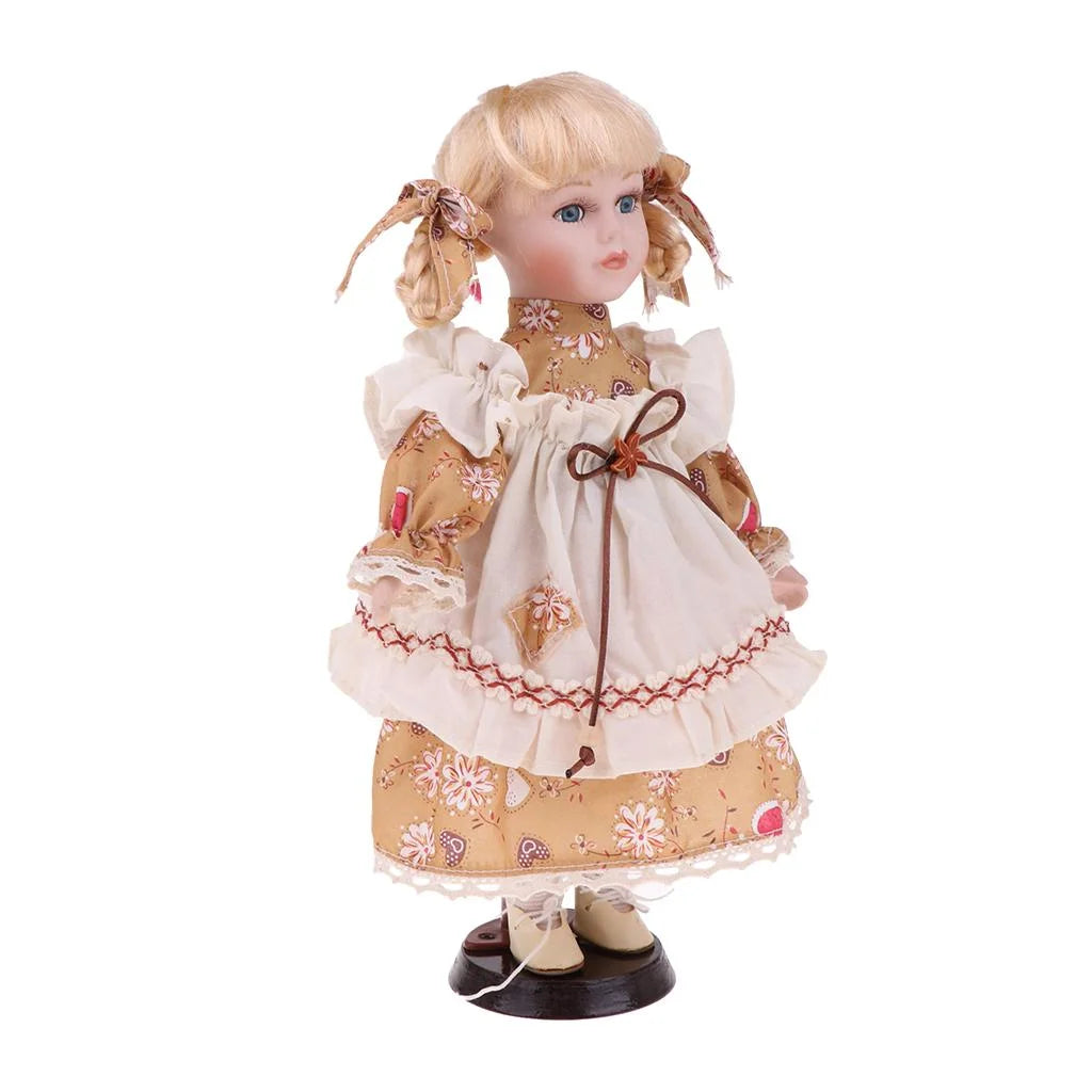 30cm Porcelain Doll Girl Figures with Stand X904592