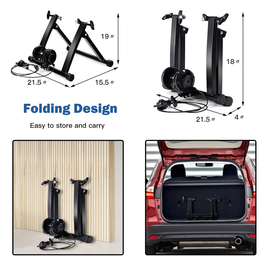 Magnetic Indoor Bicycle Trainer Exercise Stand 8 Levels - Black V4693