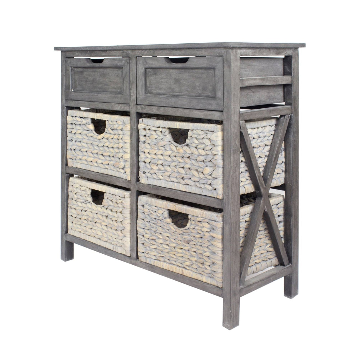 Grey 2-Drawer 4-Basket Accent Cabinet I472