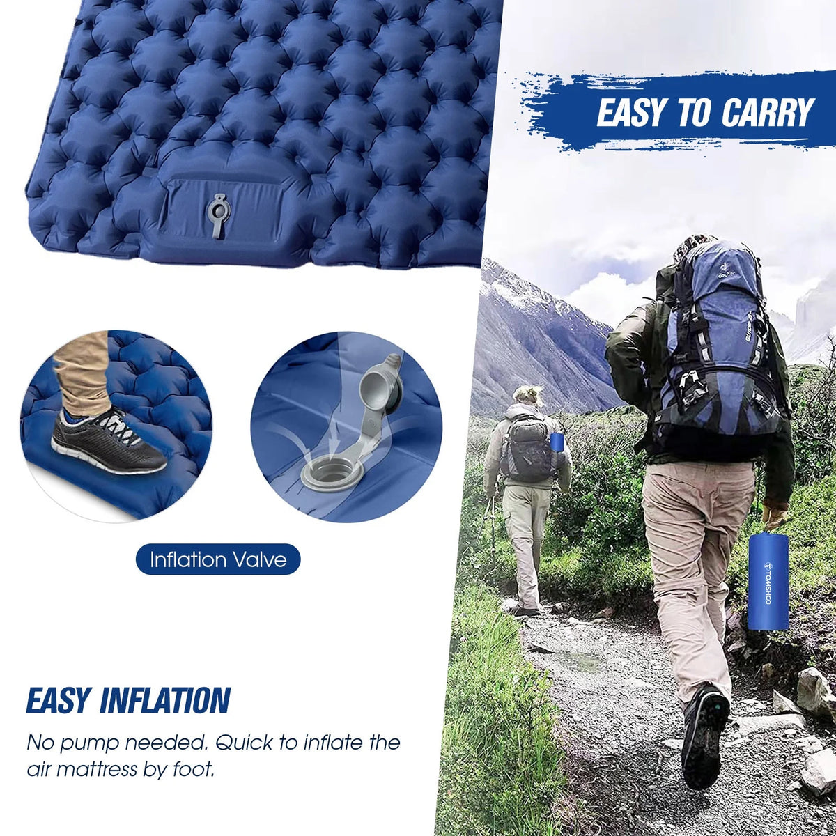 2 Person Waterproof Camping Mat with Air Pillow F49284