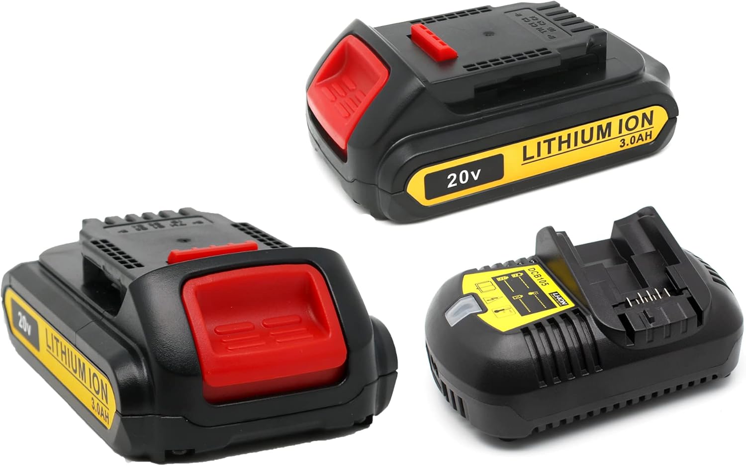 2 Pack 20V 3.0Ah Battery and Charger Combo for Cordless Tools M386