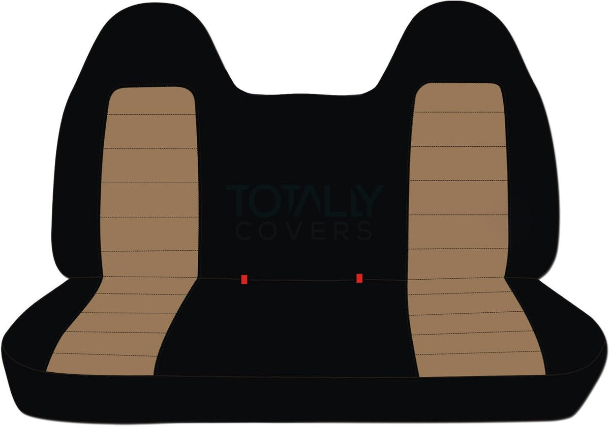 Black & Navy Blue Two-Tone Truck Seat Covers for 1999-2004 Ford F-150 Front Solid Bench with Molded Headrests A6533