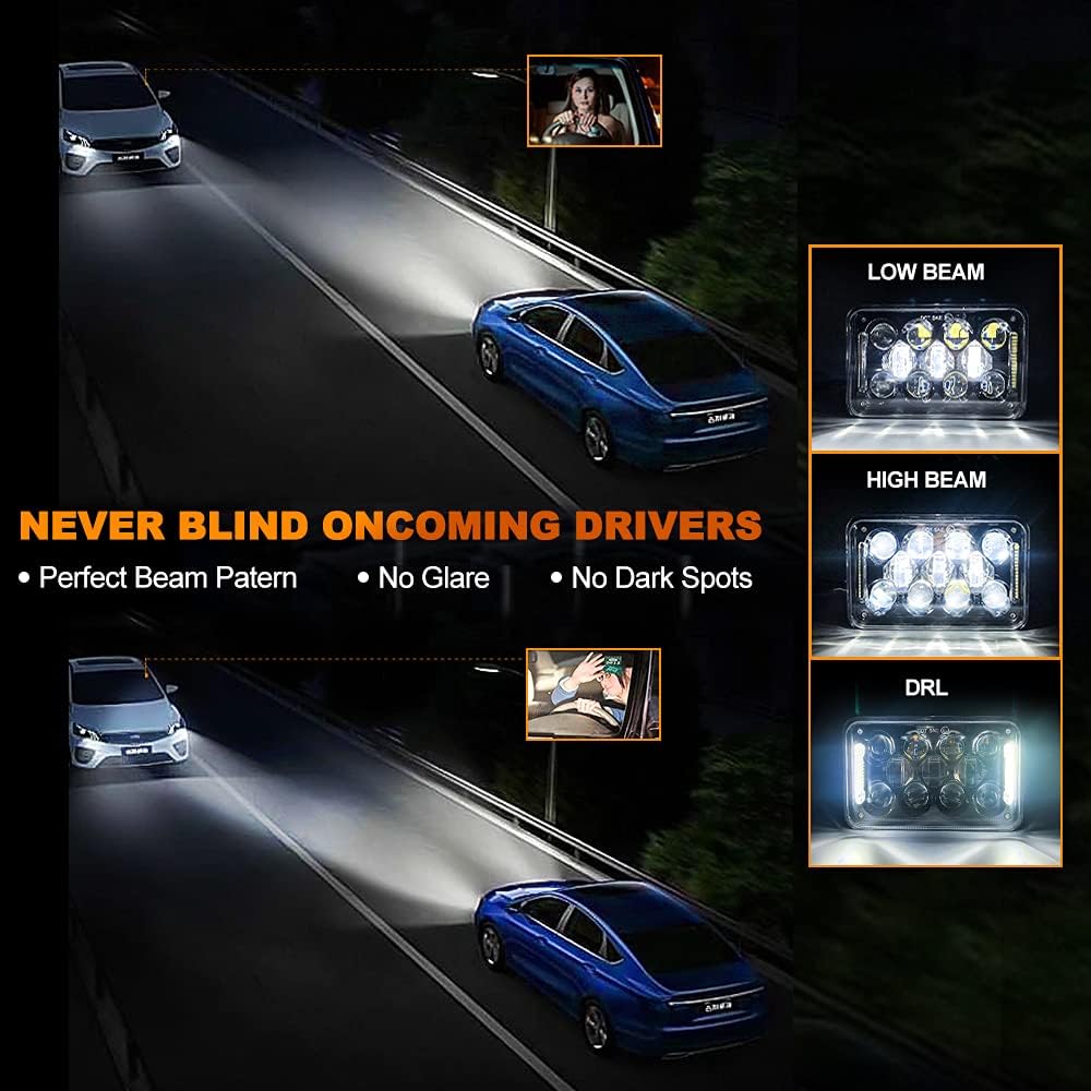 4x6 LED Headlights 60W Sealed Beam DRL Rectangular Conversion Kit, 2PCS F403998