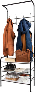 Black Metal Coat Shoe Rack Shelving Organizer M8151