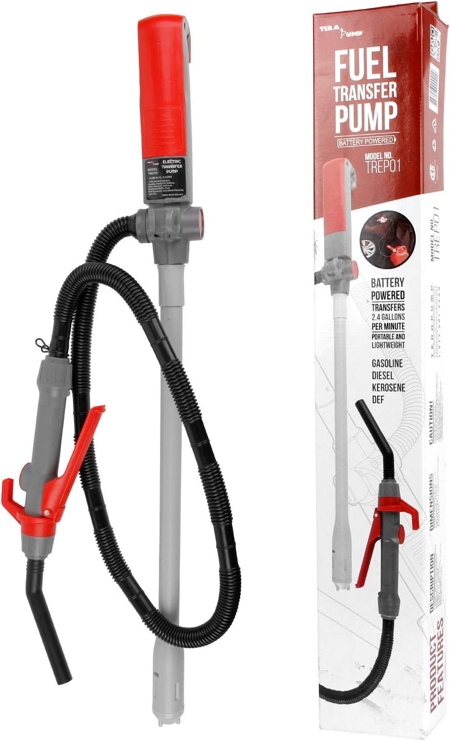 Multi-Purpose Battery Powered Fuel Liquid Transfer Pump, 10ft Hose, 9 liters per min, Pack of 2 J55131