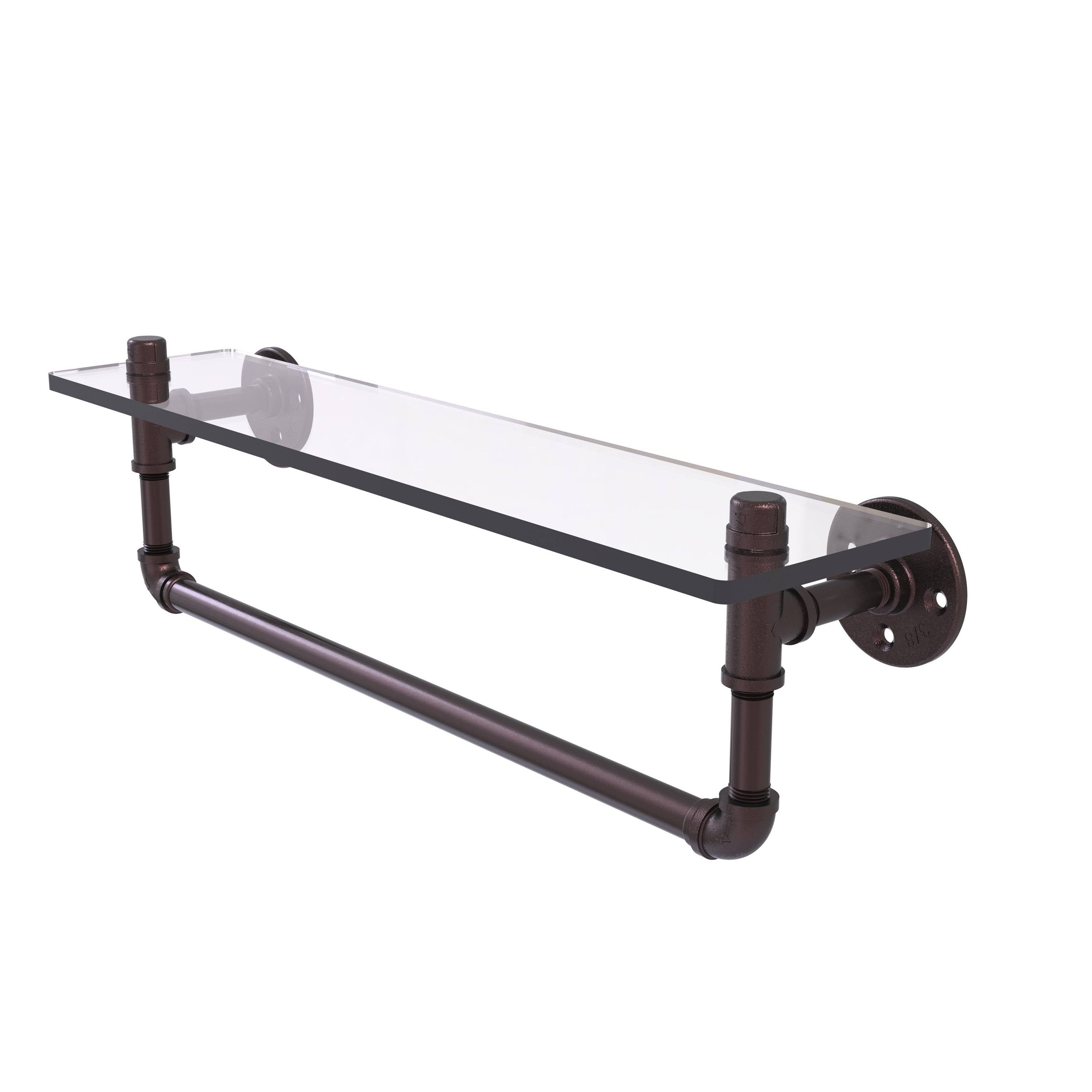 Matte Gray Glass Shelf with Towel Bar H469041