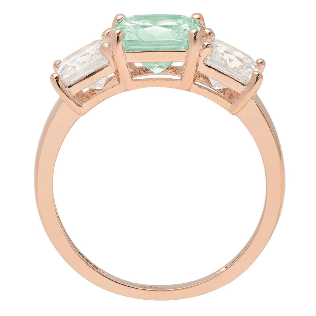 18k Rose Gold 3 Stone Moissanite Ring Size 3.5 P829656