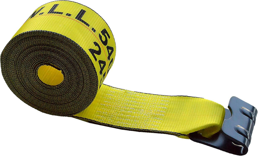 4 Pack Yellow Heavy Duty Tie-Down Winch Strap with Flat Hooks G681186
