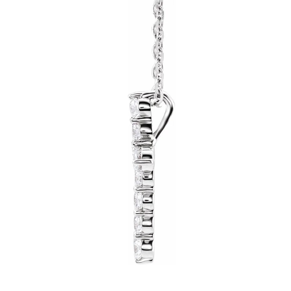 14K White Gold Diamond Cross Necklace N4760