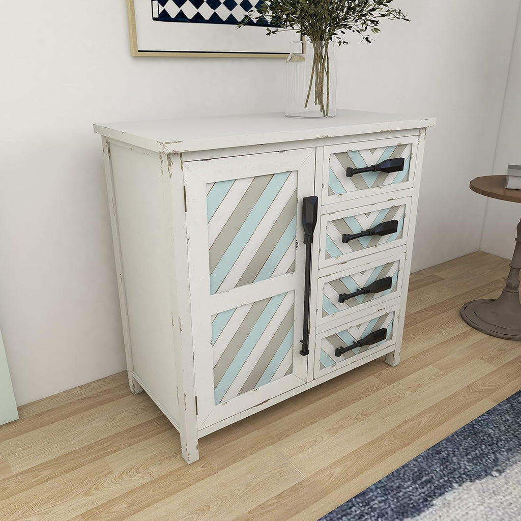 White Chinese Fir Wood Chest Storage Drawers, 33 L x 15 W x 31 H Q354