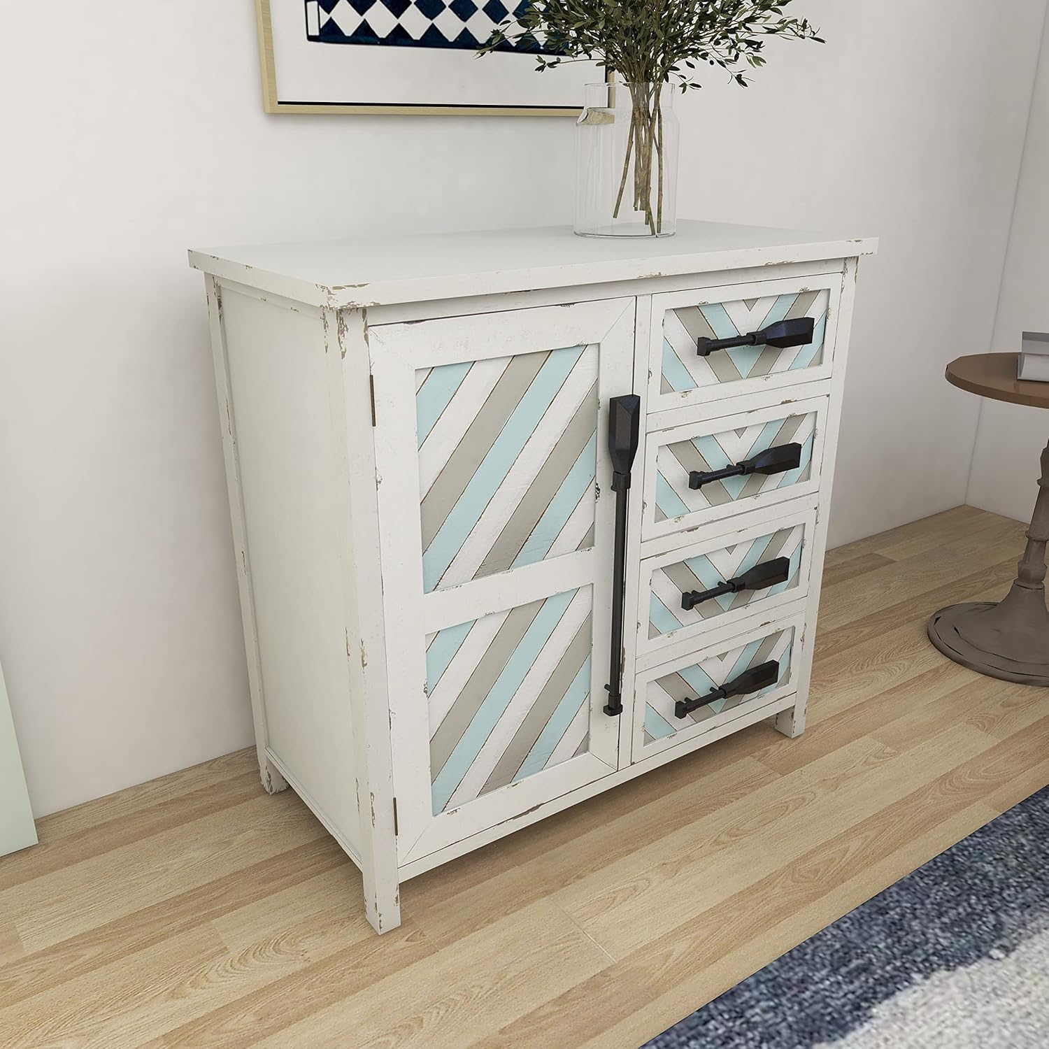 White Chinese Fir Wood Chest Storage Drawers, 33 L x 15 W x 31 H Q354