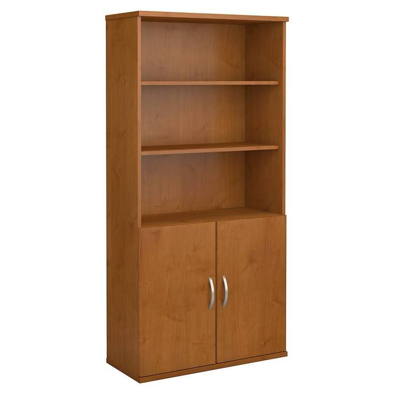 5 Shelf Bookcase with Doors in Natural Cherry Y701