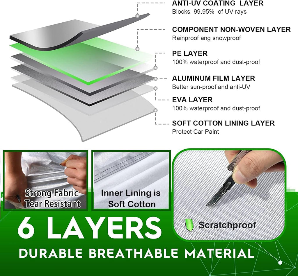 6 Layers Waterproof All Weather Car Cover with Zipper P8002