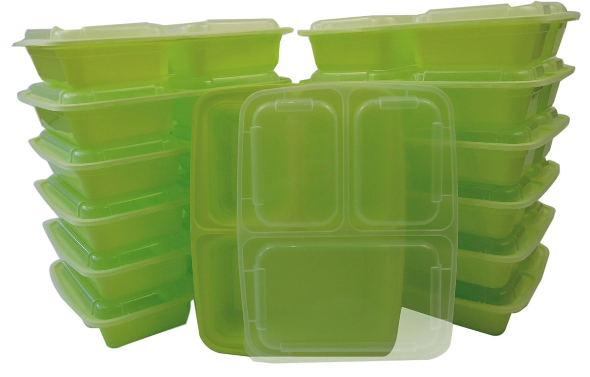 150-Pack Bento Lunch Boxes with Lids (3 Compartment/ 36 oz) Reusable Dish Set V1953