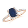 1.26CT Sapphire & Natural Diamond Halo Ring 14K Rose Gold V3947