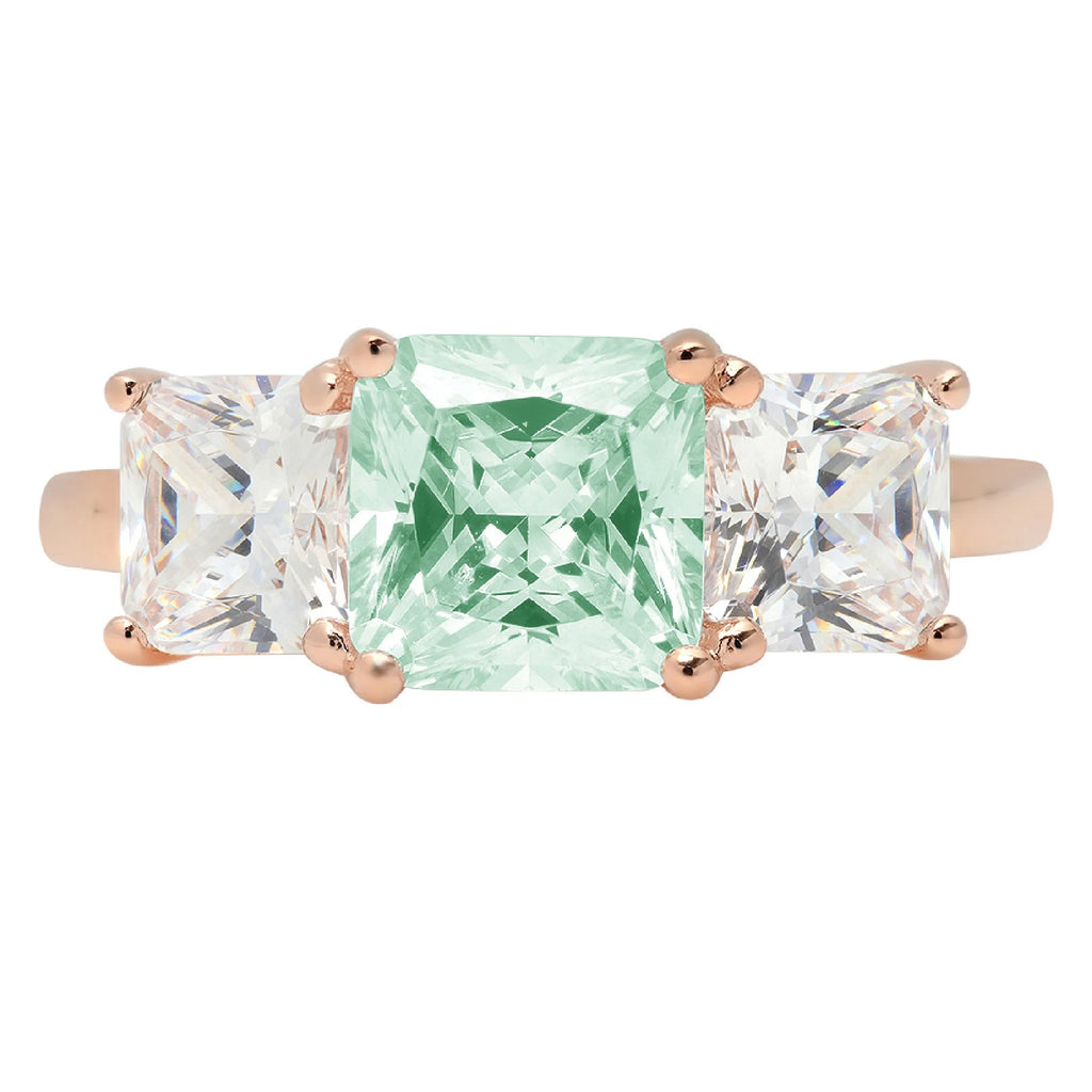 18k Rose Gold 3 Stone Moissanite Ring Size 3.5 P829656