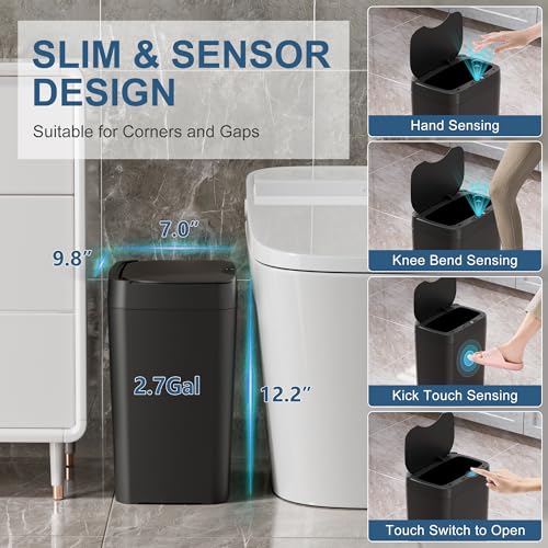 2.7 Gal Automatic Touchless Plastic Trash Can with Lid C783