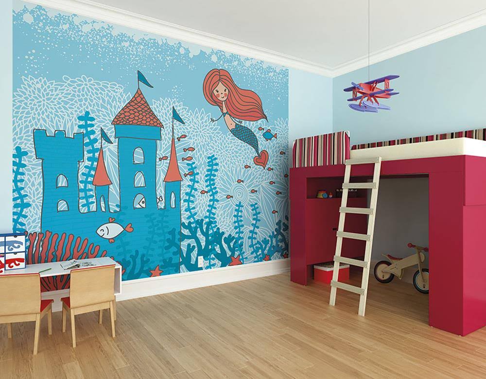 Blue Mermaid Castle Wall Mural T10409