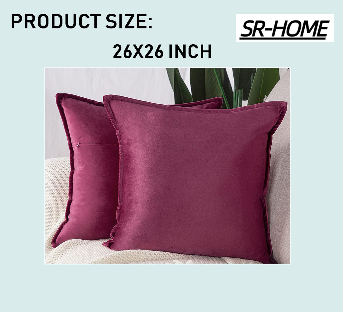 Set of 2 Velvet Decorative Throw Pillow Covers with Fringe Cushion Case H893612