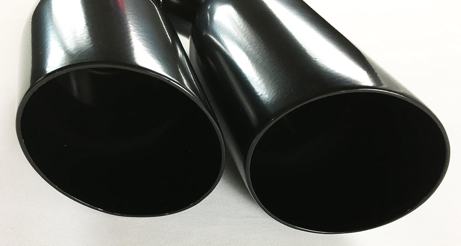 Black Stainless Steel Dual Round Slant Angle Exhaust Tip G4193